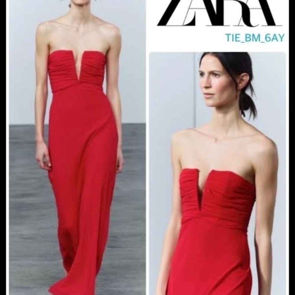 ZARA RUCHED STRAPLESS DRESS SIZE S NWT - Picture 12 of 13